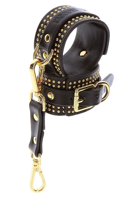 Поножі Taboom Vogue Studded Ankle Cuffs Set із веганської шкіри, чорні із золотистою фурнітурою Sex Aura Київ - фото 2