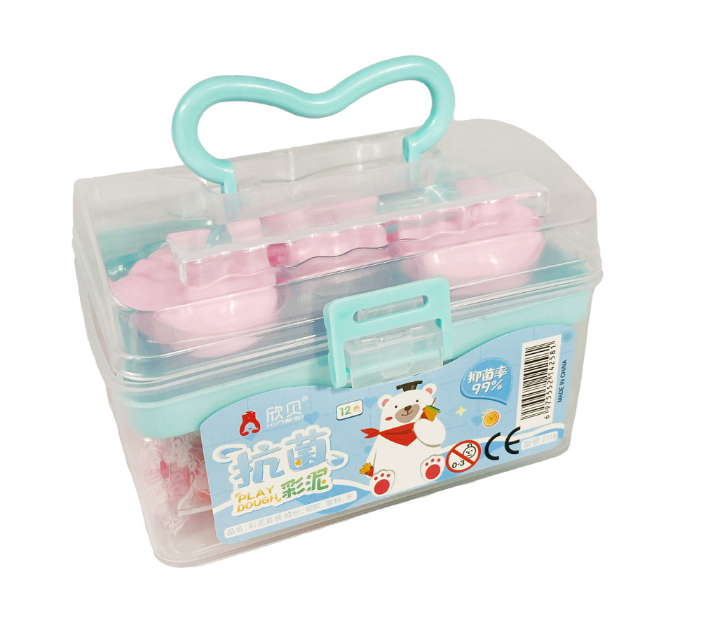 Набір тіста пластелін для ліплення різнокольорова глина для ліплення, дитячий пластилін 12 кольорів у контейнері Кам'янець-Подільський - фото 1