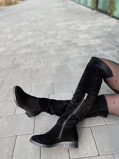 Nivelle Ботфорты женские NIVELLE черные замша натуральная высота 50 см обхват голени 39-41 см ( Коломыя - изображение 4