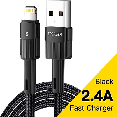 Дата кабель USB 2.0 AM to Lightning 2.0m 2.4A black Essager (EXCL-XCA01) Вінниця - фото 1