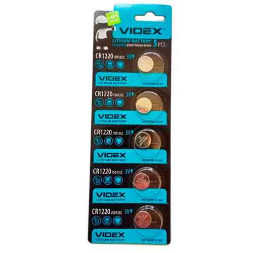 Батарейка CR1220 3В Videx 5шт для часов и пультов Киев