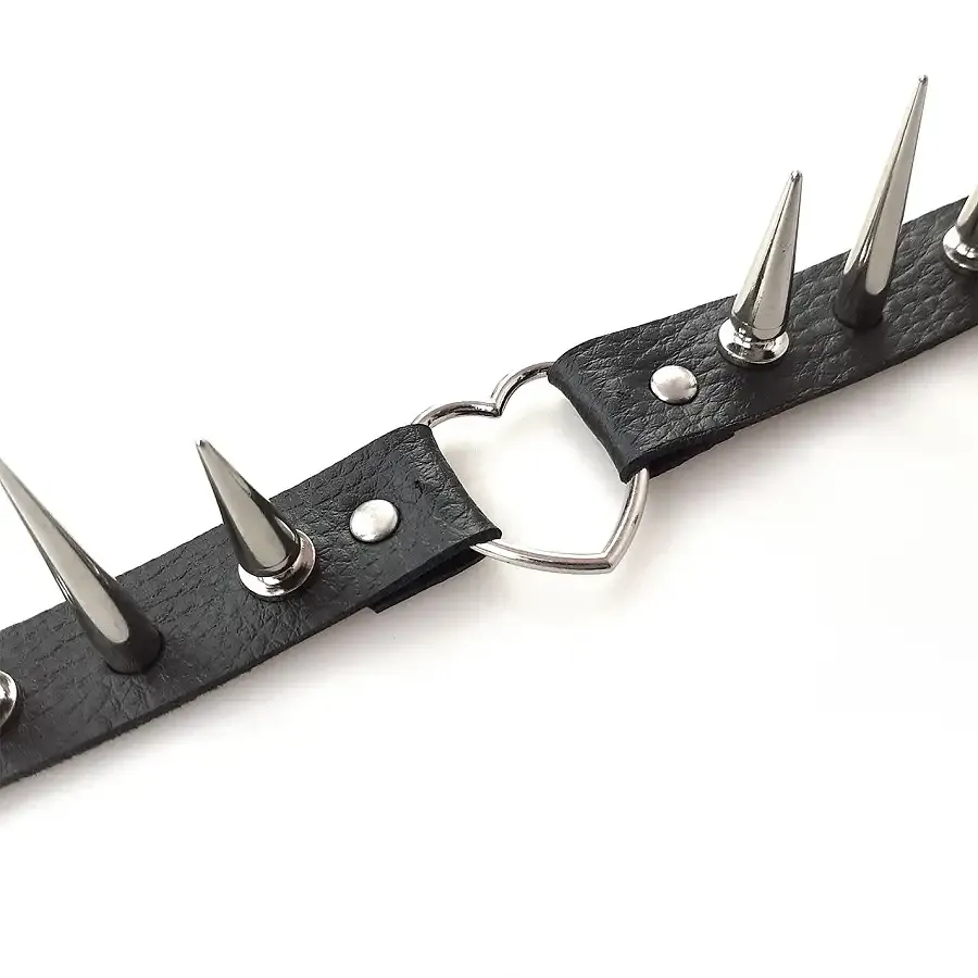 Чокер Серце з великими шипами, із натуральної шкіри Art of Sex - Crystal, колір Чорний Львів - фото 4