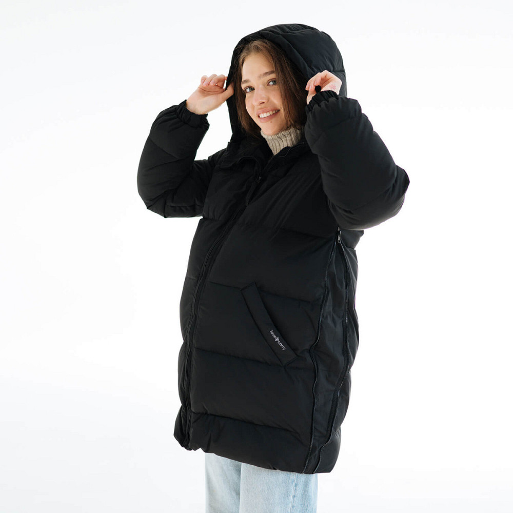 Зимова слінгокуртка / Пуховик для вагітних Бежевий Чорний Київ - фото 2