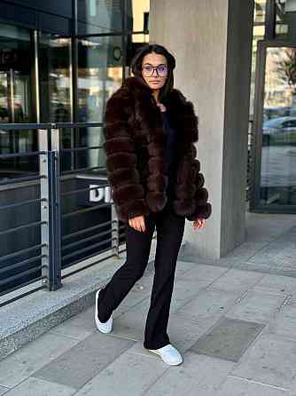Полушубок женский из натурального меха песца Коричневый 42 Харьков