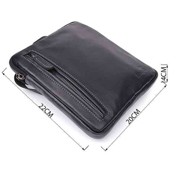 Сумка на плече для чоловіків із міцної зернистої шкіри Shvigel 23152 Чорний Київ