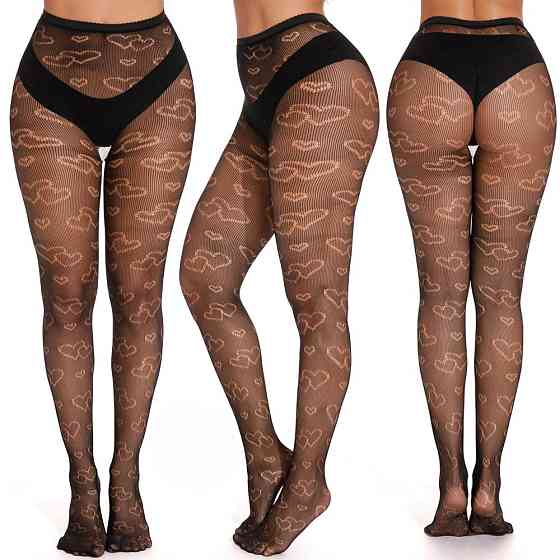 Колготки в сітку сердечка для жінок one size чорний Київ