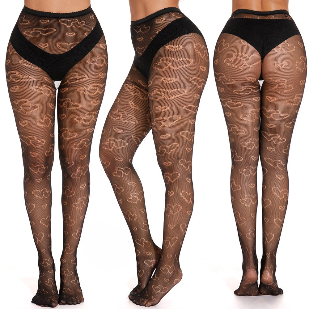 Колготки в сітку сердечка для жінок one size чорний Київ - фото 2