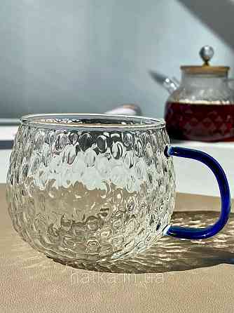 Кухоль чашка Olens "Драго" 430 мл 8030-264 прозорий із синьою ручкою Київ