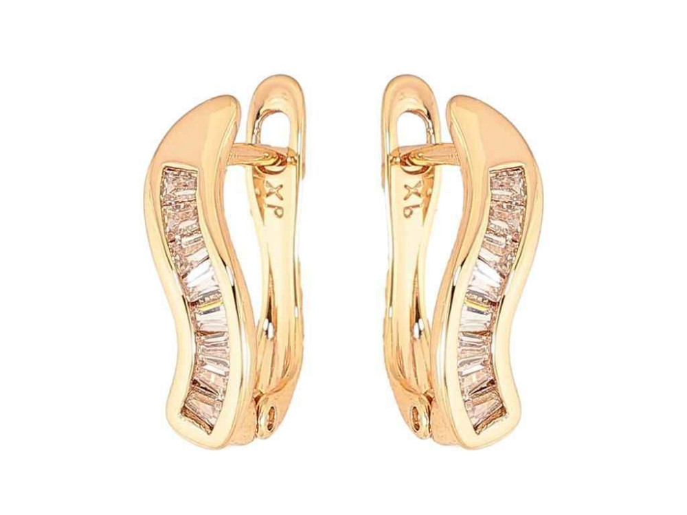Сережки англійська застібка Позолота 18K Візерунок з кристалами арт.307222 ТМ XUPING Київ - фото 1