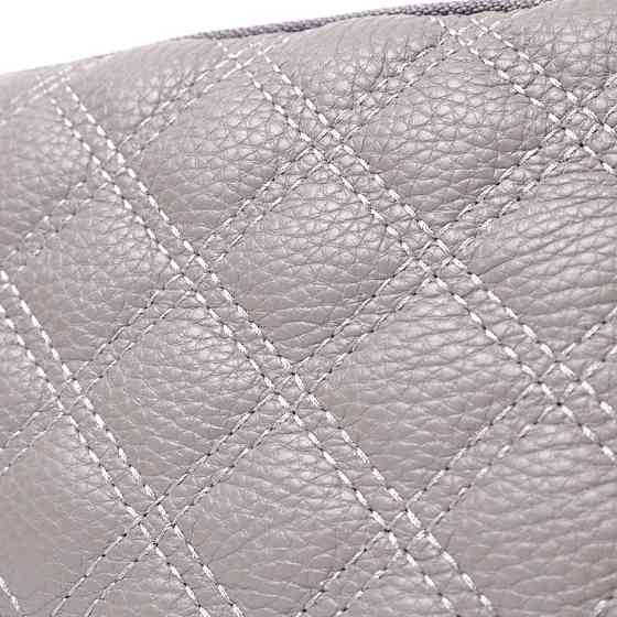 Зручна жіноча сумка прошита ромбами на лицьовій стороні з натуральної шкіри Vintage 22810 Сірий Київ