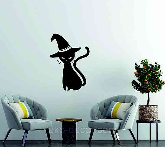 Декоративне настінне Панно «Кіт», Декор на стіну 90*62 см, Чорний Київ