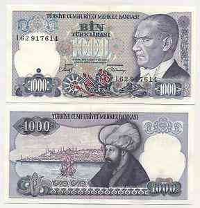 Туреччина/Turkey 1000 Lira (1986) P196 UNC Полтава
