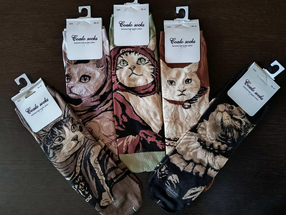 Носки женские с кошками. В наборе из 5шт. Яркие женские носки с приколами. Coalo socks. Размер 36-41 Киев - изображение 4