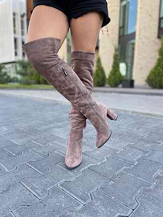 Nivelle Замшеві ботфорти жіночі зимові на підборах теплі, наповнювач євро-вовна, колір капучино Коломия