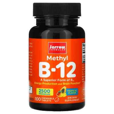 Вітамін Jarrow Formulas Метил B-12 2500 мкг, тропічний смак, Methyl B-12, 100 жуваль (JRW-18016) Вінниця