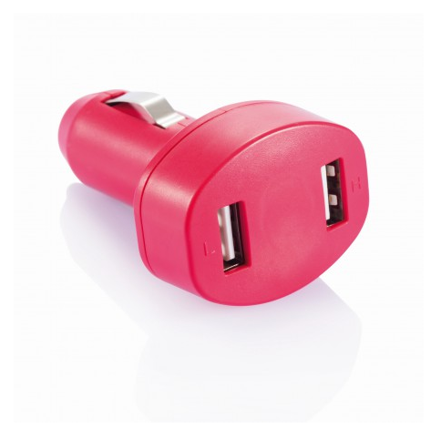 Автомобільний зарядний пристрій на 2 USB порти, червоний Ровно
