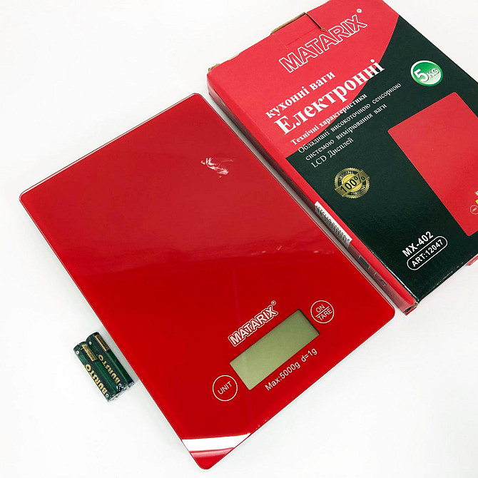 Кухонные весы с плоской поверхностью Matarix MX-402 5 кг, Компактные кухонные весы с батарейками MC-73 Львов - изображение 2