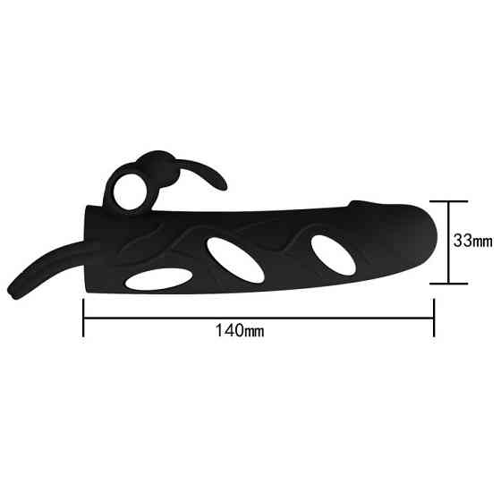 Насадка на член - Pretty Love Penis Sleeve With Ball Strap 5.5" Black Sex Aura Київ