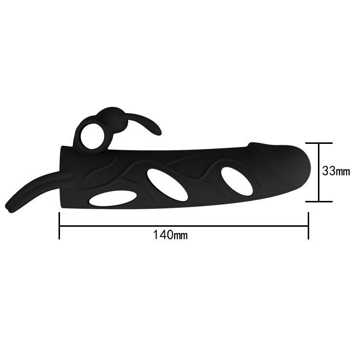 Насадка на член - Pretty Love Penis Sleeve With Ball Strap 5.5" Black Sex Aura Київ - фото 5