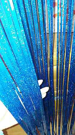 Фотозона штора дождик новогодний с голограммой 2 м на 1 м синий Киев