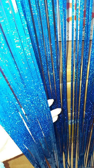 Фотозона штора дощик новорічний з голограмою 2 м на 1 м синій Київ - фото 6