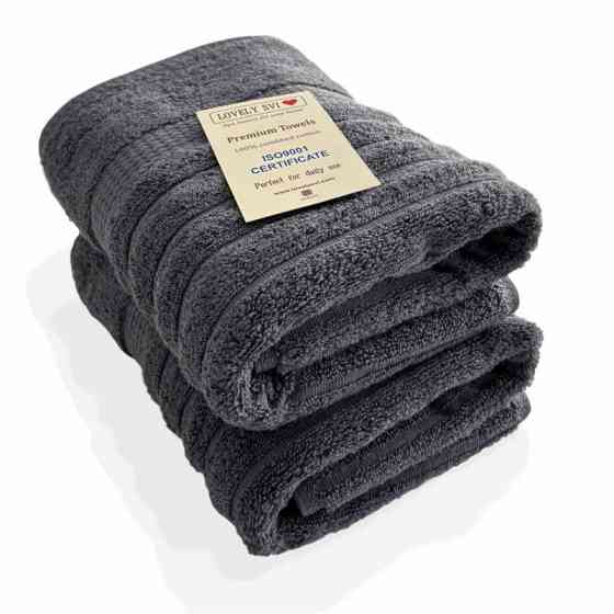 Набор 2 жаккардовых полотенца Lovely Svi для ванной, отелей, СПА, в подарок, 50* 90 см Oxford Stripe темно – серый Charcoal Київ