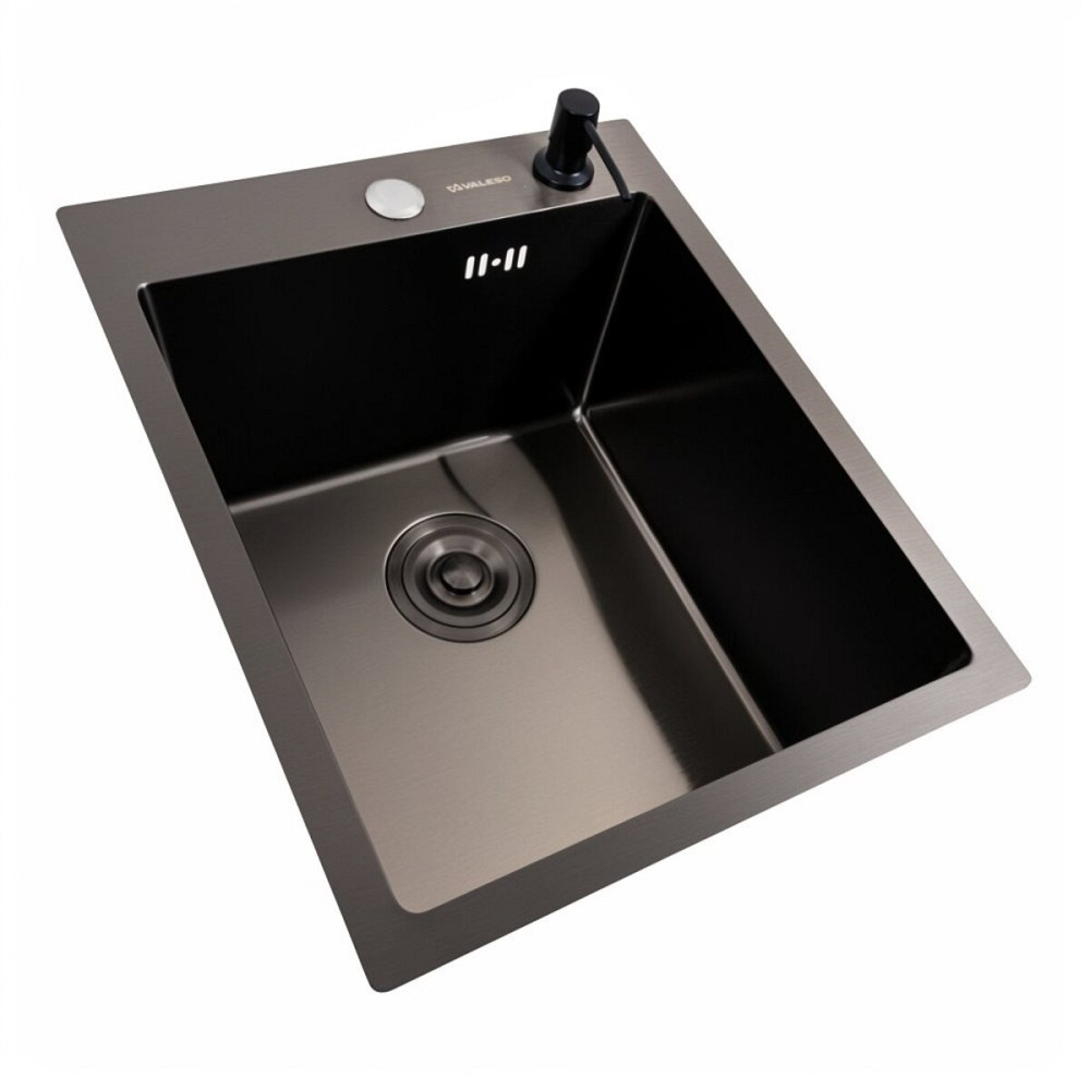 VALESO Кухонна мийка PVD чорна 40*50 VALESO Handmade (сифон крулий 3,0/0,8) Киев - изображение 4