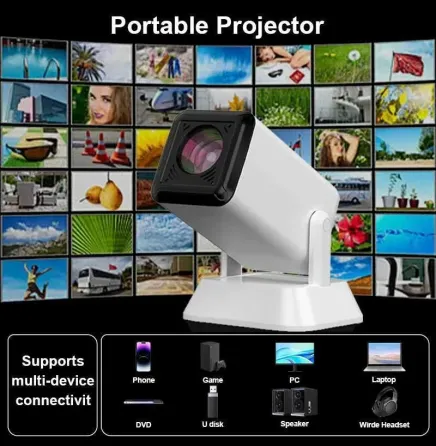 Портативный аккумуляторный проектор SMART Q7 Android HD 1280×720, 4000 мАч, автоматический фокус, 130 дюймов Одесса