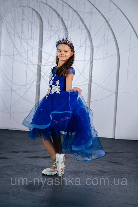 Дитяча сукня видовжене ззаду Синя 122-134 Кривий Ріг - фото 2