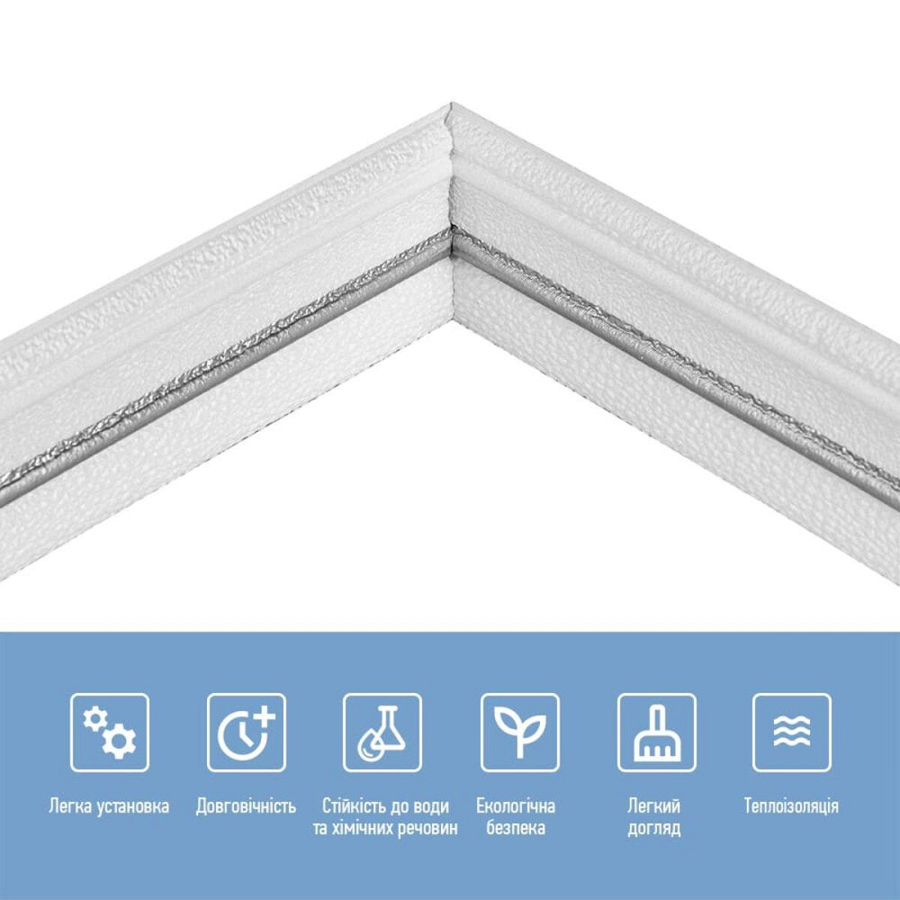 Плінтус РР самоклеючий 2300х70х4мм Білий з сірою смужкою (D) SW-00001833 Дніпро - фото 4