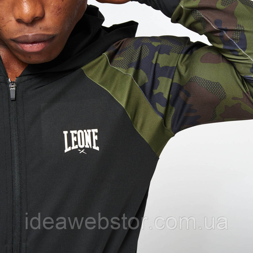 Спортивна кофта чоловіча Leone CAMO чорно-сіра з капюшоном на блискавці зі 100% поліестеру для тренувань спорту M Київ - фото 16