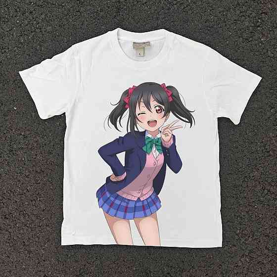 Футболка чоловіча з принтом аніме Аніме Лове Ліве Скхоол оверсайз (S/M/L) Черний Дніпро