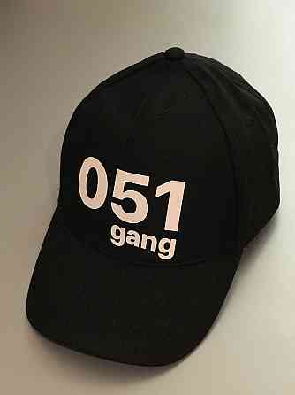 Чорна бавовняна Кепка/Бейсболка з принтом — 051 gang Чернівці