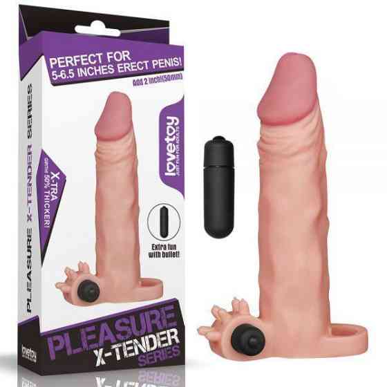 Насадка з вібрацією Add 2" Vibrating Penis Sleeve, Flesh Sex Aura Київ
