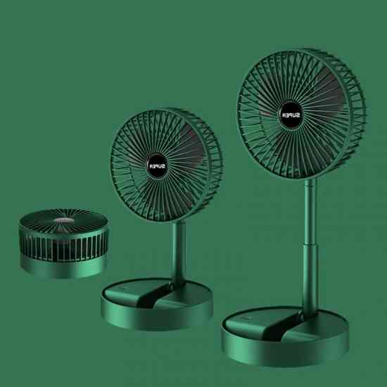 Складной вентилятор аккумуляторный на ножке Telescopic Folding Fan с USB зарядкой Green Винница