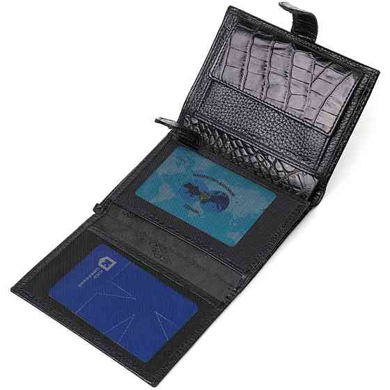 Фактурне портмоне для чоловіків з натуральної шкіри з тисненням під крокодила BOND 22057 Чорний Київ