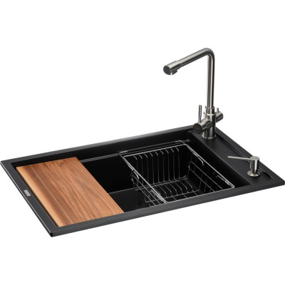 Мийка кухонна GRANADO Optimal Estella black (+ змішувач Badalona LUX inox + дозатор Redondo inox + коши (ksg0201) Вінниця - фото 1