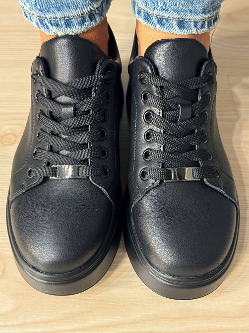 Кеды женские Hengji 537-5 кожаные на платформе черные, 39, 25 см Киев - изображение 19