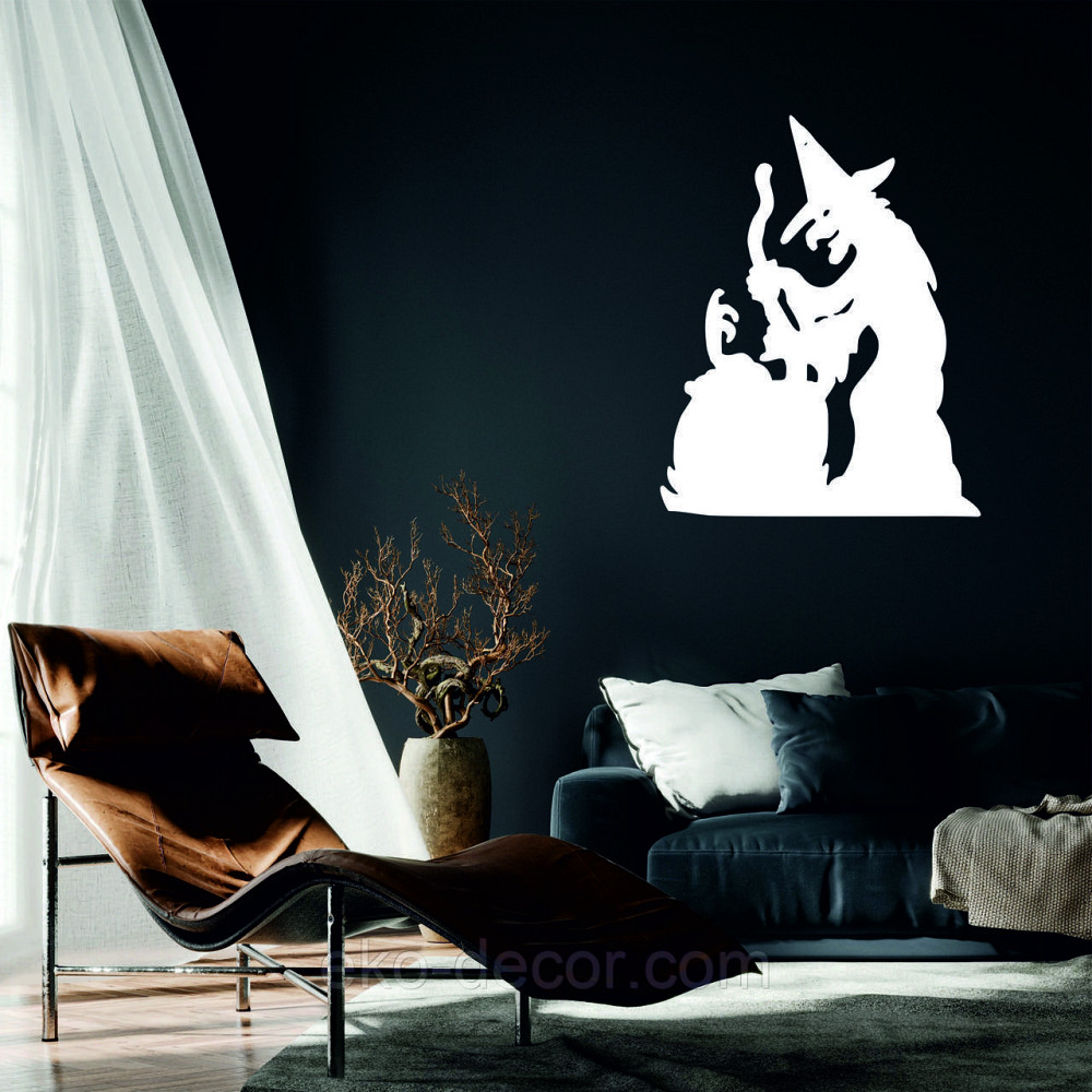 Декоративное настенное 3D Панно «Ведьма», Декор на стену с объемом 50*40 см, Белый Киев - изображение 1