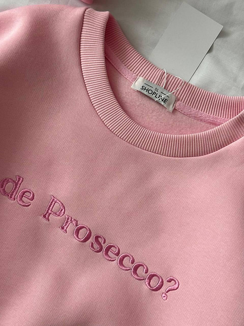 Жіночий стильний оверсайз світшот з написом «A De Prosecco?» турецька трьохнитка піньє Одеса - фото 5