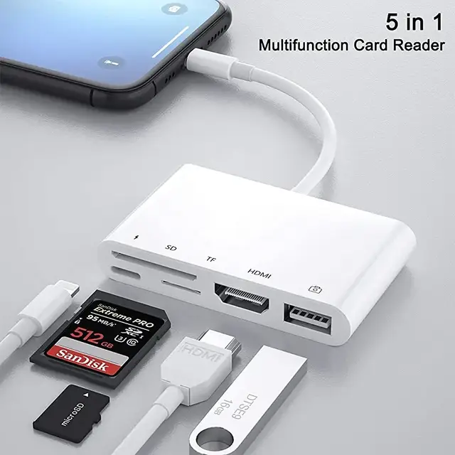 Перехідник OTG Lightning - SD+TF+ HDMI + USB Луцьк - фото 1