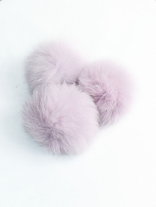 Помпони на дитячу шапку з натурального хутра кролика 7-8 см Бузковий Харків - фото 1