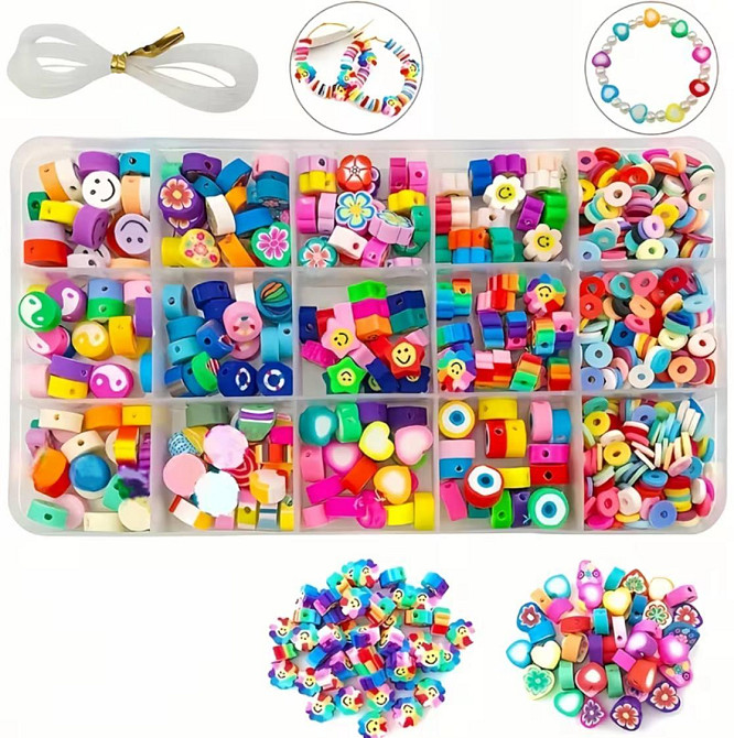 Набір намистин з полімерної глини для браслетів і прикрас, 990 шт Київ - фото 4