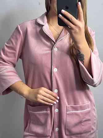 Женская рубашка-халат плюш-велюр Пудровый б/к XL-XXL Харьков