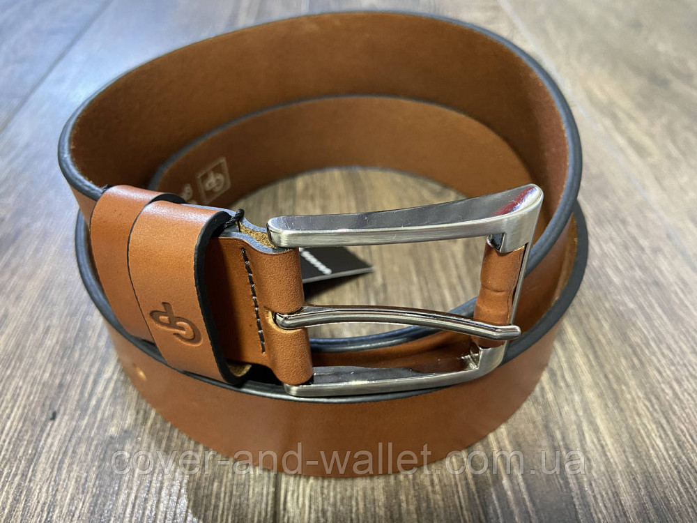 Стильний чоловічий ремінь рудого кольору з оригінальною пряжкою Grande Pelle Rullo Київ - фото 1