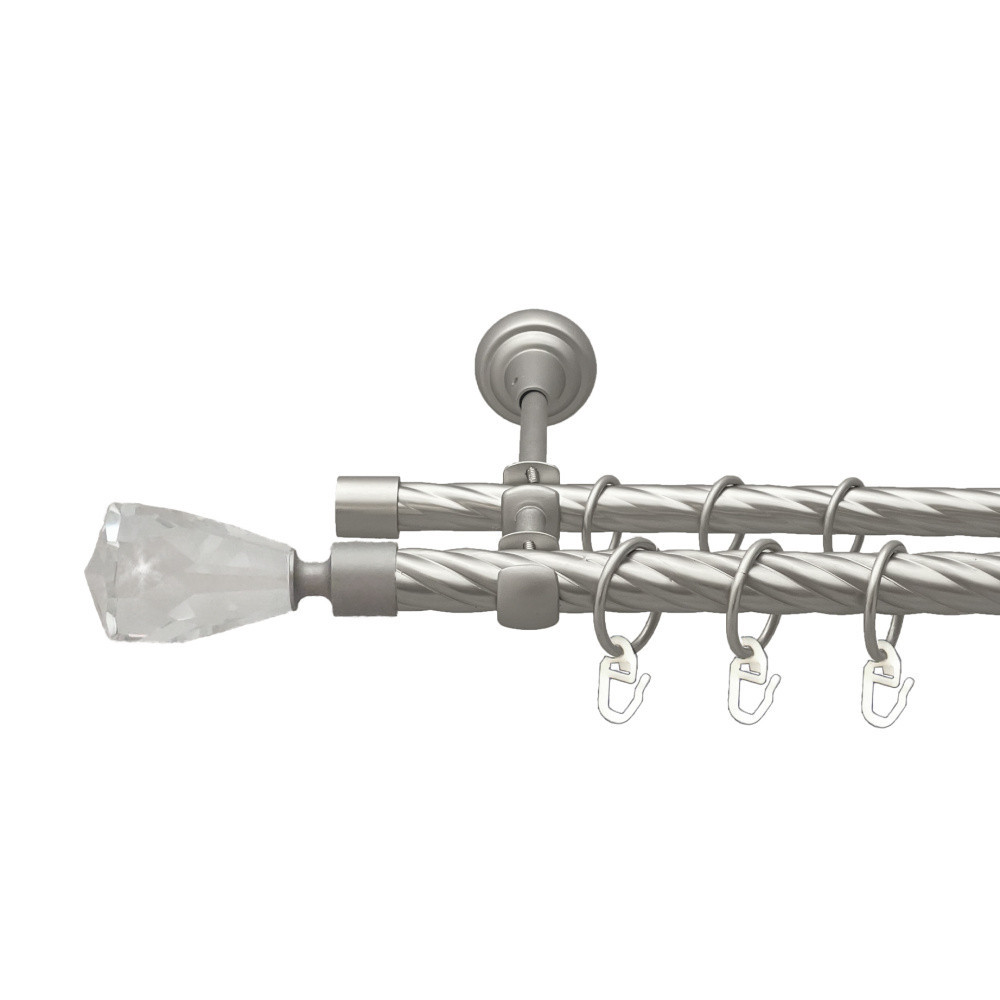 Карниз Orvit Лучетта металевий дворядний відкритий скручена труба кільце металеве Сатин 19\16 мм 240 см Львов - изображение 1