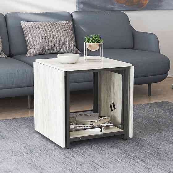 Стіл журнальний трансформер Куб Комбо Ferrum-decor 540x532x500 Чорний метал ДСП Бетон 16 мм (FRD-105155) Дніпро
