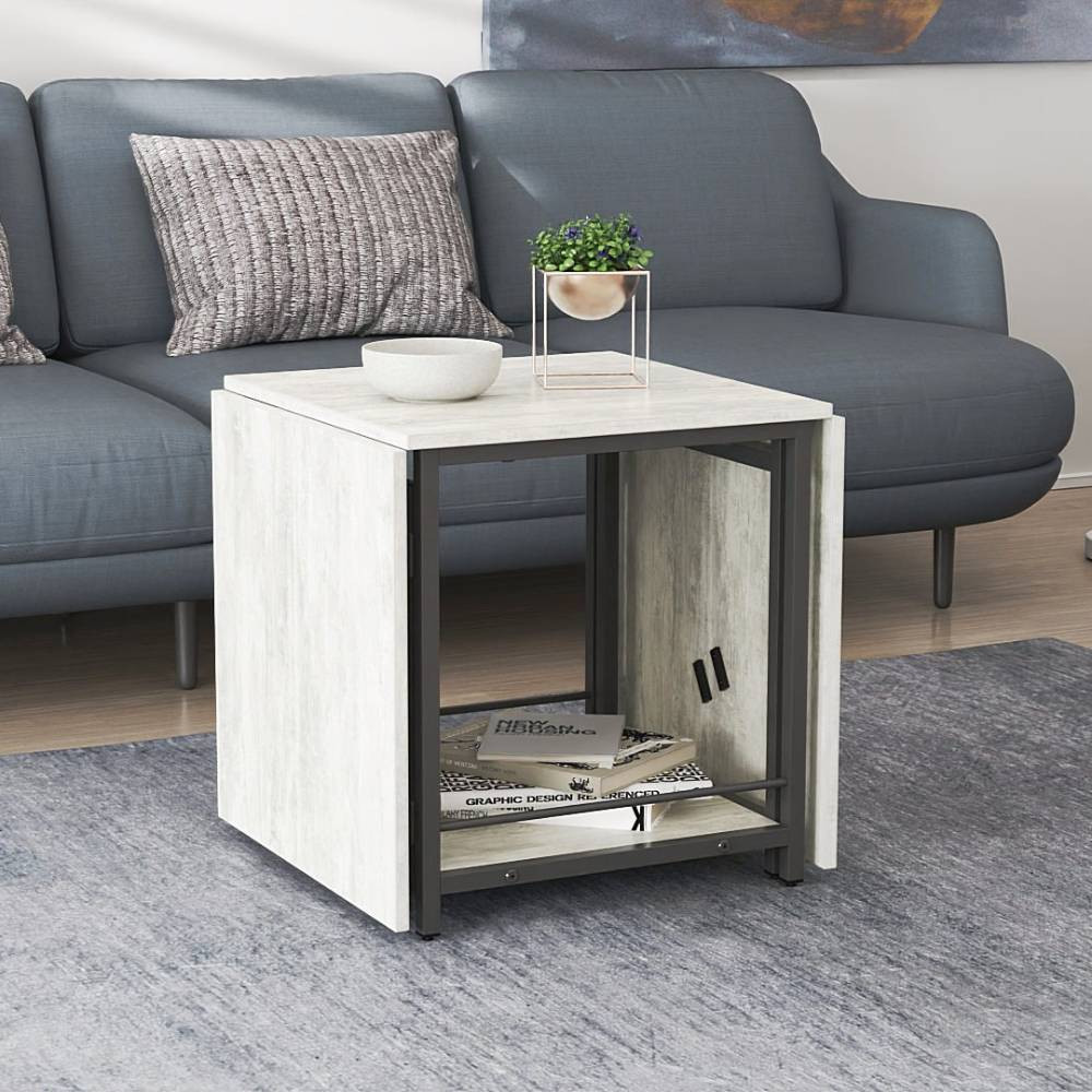 Стіл журнальний трансформер Куб Комбо Ferrum-decor 540x532x500 Чорний метал ДСП Бетон 16 мм (FRD-105155) Дніпро - фото 1