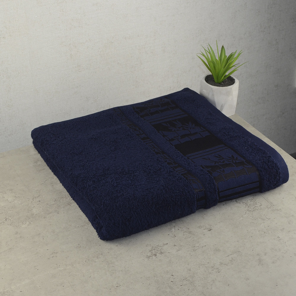 Рушник чоловічий банний GM Textile 70х140см BambooN 450г/м2 (Темно-синій) Суми - фото 1
