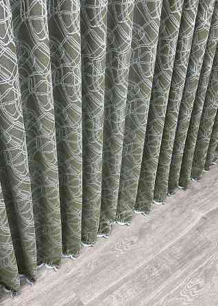 Тюль жакард колір хакі з блакитним 1977т Київ